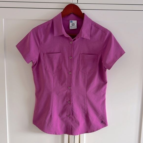 Salomon Advance Skin Active Dry Button Down Outdoor Blouse Pink/Fushia Size M - Picture 1 of 11